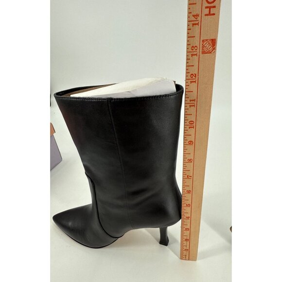 Lisa Vicky Women's Boots Black Leather Pointed Toe Stiletto Mid Calf Size 10 - Picture 10 of 13